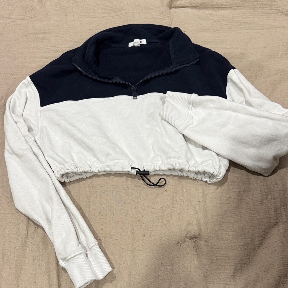 Garage Black & White Cropped Half-Zip Pullover